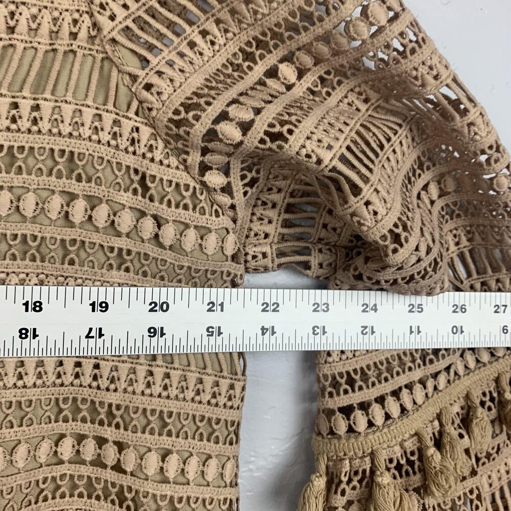 Soft Surroundings Shirt Womens Large Beige Lace Tassel Bell Sleeve Boho 2DX07 - Picture 6 of 8